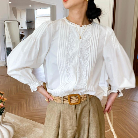 Anna Vintage-Inspired Cotton Blouse