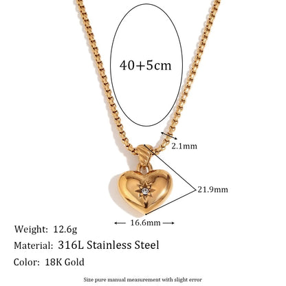 Zircon Heart Pendant Necklace