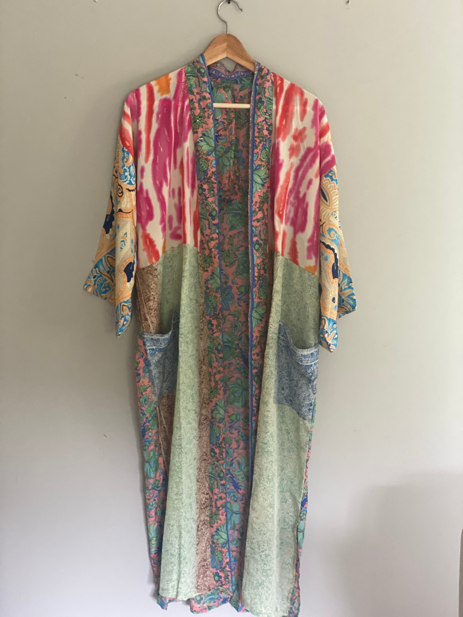 Jaipur Kimono Rosa/Pistasch framsida
