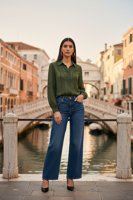 Grön spetsskjorta – Venedig