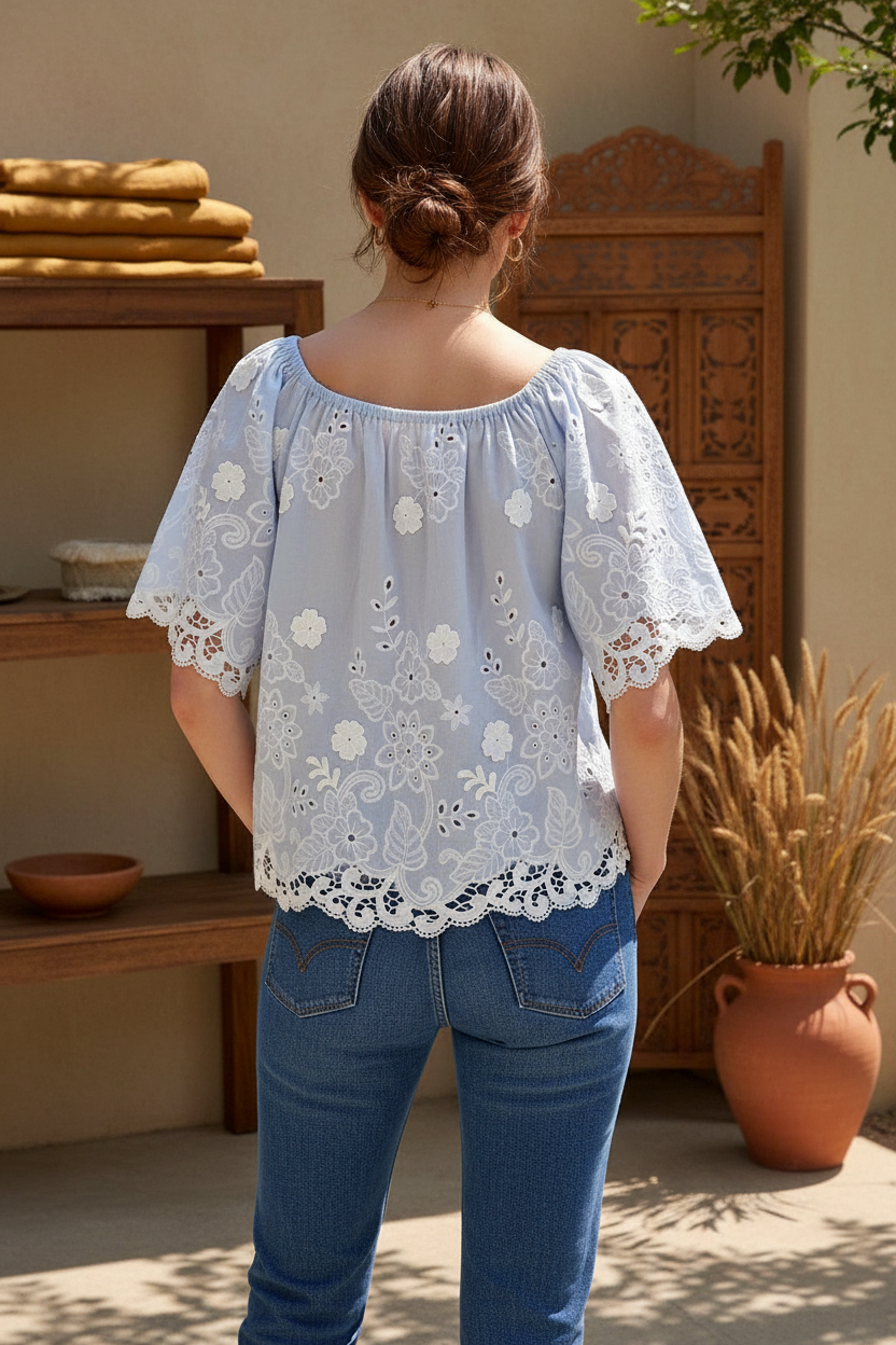 Linda 3D Broderad Blus – baksida