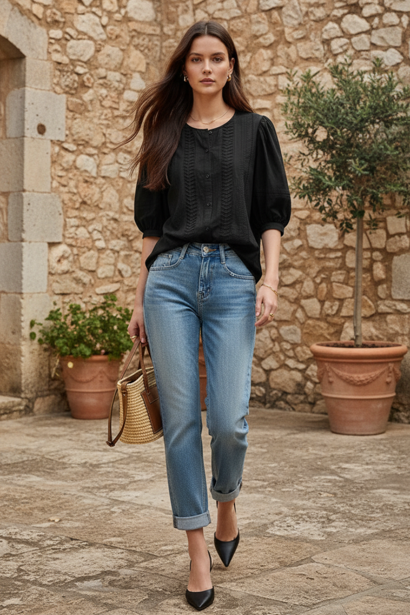 Malin svart – framsida svarta slingbacks