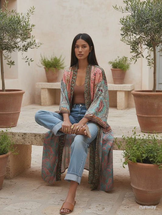 Jaipur Kimono – Aprikos/Paisly