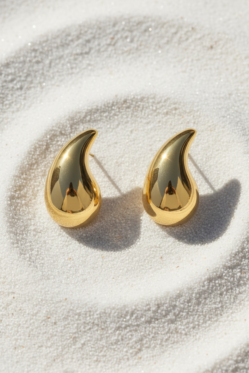 Vattendroppe Örhängen – guld, ren sand